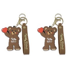 TR 테디베어 2D 키홀더, 하트 브라운, 2개