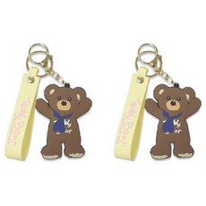TR 테디베어 2D 키홀더, 블루 스카프 옐로우, 2개