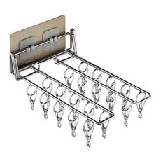 JLIFE 襪子 內衣 洗衣 固定 折疊式 不鏽鋼 夾子 掛勾 2排 20p, 銀色, 1個