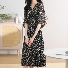 페이퍼먼츠 브이넥 플라워 랜턴소매 원피스 22214 빅사이즈 포함