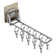 JLIFE 襪子 內衣 曬衣 固定 折疊式 不鏽鋼 夾子 掛勾 1排 10入, 銀色, 1個