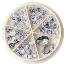 플라워 믹스스톤 네일파츠 세트 KN-P107, 혼합색상(KN-P1072), 1개