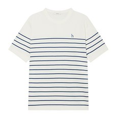 헤지스 남성용 LUXE COTTON 마린 스트라이프 반팔 니트