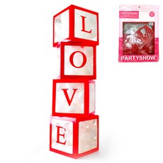 파티쇼 풍선선물박스 LOVE 세트, 레드(박스), 랜덤발송(테이프방식), 1세트
