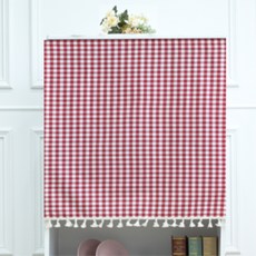 JSMOM 黏貼式魔鬼氈亞麻窗簾, 紅色 + 白色