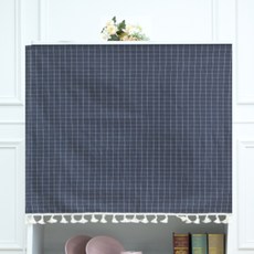 JSMOM 黏貼式魔鬼氈亞麻窗簾, 黑色格紋