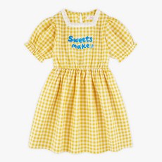 MARI N MORI 女童涼感透氣甜美格紋泡泡紗洋裝