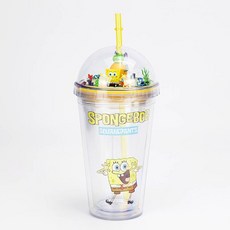 海綿寶寶公仔吸管冰杯, 1個, 混色, 475ml