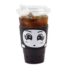 Inp PET冰杯 92mm 480ml 杯身 + 飲用杯蓋 + Ccorio繪圖杯套 隨機出貨組合, 100套