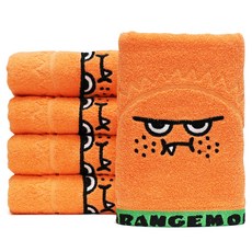 Sweet Monster 生動緹花卡通毛巾 150g 30支棉紗, 5個, 橘色