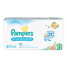 팸퍼스 2024 터치 오브 네이처 썸머 팬티 기저귀 유아용, 6단계, 8매