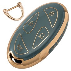 VENDICT 汽車金邊線條TPU現代鑰匙殼 智慧鑰匙圈 Grandeur Tucson Avante Palisade Casper Santa Fe, 現代 08, 灰藍色