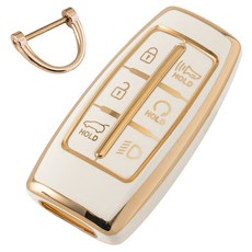 VENDICT 汽車金色線條 TPU Genesis 鑰匙殼 智慧鑰匙圈 GV60 GV70 GV80 G70 G80 G90, 象牙白, Genesis 01