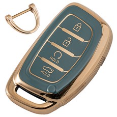 VENDICT 金邊線條TPU鑰匙殼, 現代-01, 灰藍色