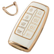 VENDICT 汽車金色線條 TPU Genesis 智慧鑰匙圈 GV60 GV70 GV80 G70 G80 G90, 象牙白, Genesis 02