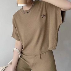 페이퍼먼츠 루즈핏 솔리에라 반바지 + 반팔 세트 22426