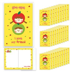 Maumdama Friend Apple 卡片 30p + 信封 30p, 白色(信封), 1套