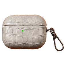 鱷魚紋圖案 PU皮革 AirPods 保護殼, airpods pro 2, 灰色