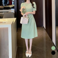 페이퍼먼츠 트임 포인트 허리 셔링 원피스 22457