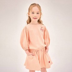 JELISPOON 女童可愛泡泡袖抓皺上下裝套裝