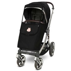 Manito 嬰幼兒用麻灰布章Oyster3專用嬰兒車罩, 兔子黑, 1個