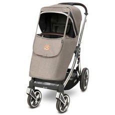 Manito 嬰幼兒用麻灰色布章Oyster3專用嬰兒推車罩, 小熊米色, 1個