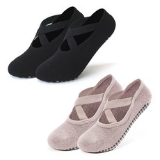 Asana 交叉緞帶強力防滑瑜珈皮拉提斯襪 2雙組