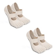 Asana 寬版帶全趾防滑五指皮拉提斯襪 2雙組