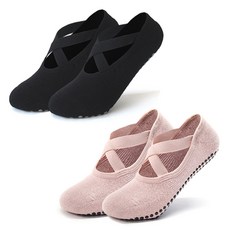 Asana 交叉緞帶強力防滑瑜珈皮拉提斯襪 2雙組