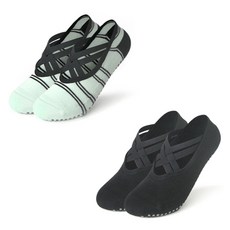 Asana 鬆餅格交叉蝴蝶結緩衝氣墊瑜珈皮拉提斯襪2雙組