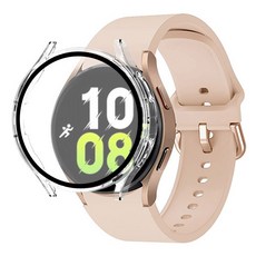 LIMSTAIL 智慧手錶矽膠錶帶 + 螢幕保護型全包覆保護殼套組, 寶寶粉