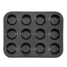 CHEFMADE 學廚 迷你瑪芬烤盤 12孔 黑色, 1個
