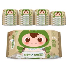 순둥이 그린에디션 유아물티슈 휴대 캡형, 55g, 20매, 20개