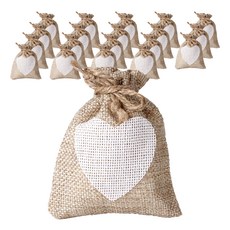 indi.k 愛心麻布束口袋 小, 20個, 棕色