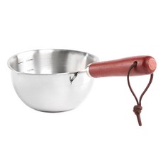 304木質單柄不鏽鋼牛奶鍋, 銀色, 9cm, 1個