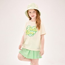 JELISPOON 女童涼感透氣愛心棋盤格百褶褲上下套裝