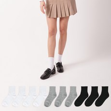 가나양말 여성용 프리미엄 학생 중목양말 화이트 4p + 그레이 3p + 블랙 3p 세트