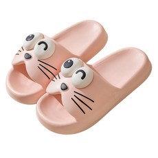 살림제작소 푹신한 왕눈 고양이 거실화, 핑크, 1개