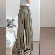 구디프 여성용 찰랑 주름 아이스 와이드 팬츠