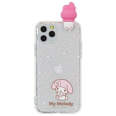 산리오 캐릭터즈 피규어 투명젤리 휴대폰 케이스, 하트패턴 마이멜로디/갤럭시 S23 울트라, 하트패턴 마이멜로디