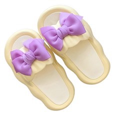 theneed 蓬鬆雲朵蝴蝶結拖鞋, 1個, 黃色