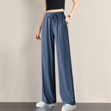 구디프 여성용 밴딩 롱 스트레이트 와이드 팬츠