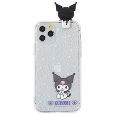 산리오 캐릭터즈 피규어 투명젤리 휴대폰 케이스, 해골패턴 쿠로미/아이폰 14 프로, 해골패턴 쿠로미