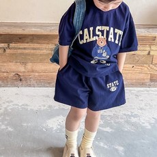 엠케이 아동용 옐로우캡 곰돌이 반팔 반바지 상하세트