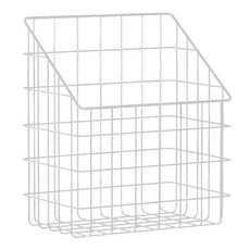 JLIFE Greedry 黏貼式 鐵製 壁掛式 收納洗衣籃, 白色