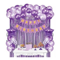 生日快樂裝飾55件組, 紫色, 1套
