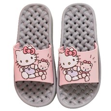 LiLFANT 排水性佳 藤編EVA柔軟兒童浴室拖鞋, 1個, Hello Kitty