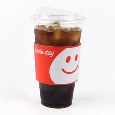 Inp PET 冰杯 92口徑 535ml(20oz) 杯身+飲用杯蓋+微笑(紅色)杯套, 100套