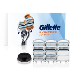 Gillette 吉列 Skin Tech手動刮鬍刀片 10入+刮鬍刀架, 1組