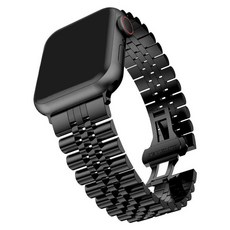 루아러블 애플워치 쥬빌레 밴드 메탈 스트랩, 블랙, 1개